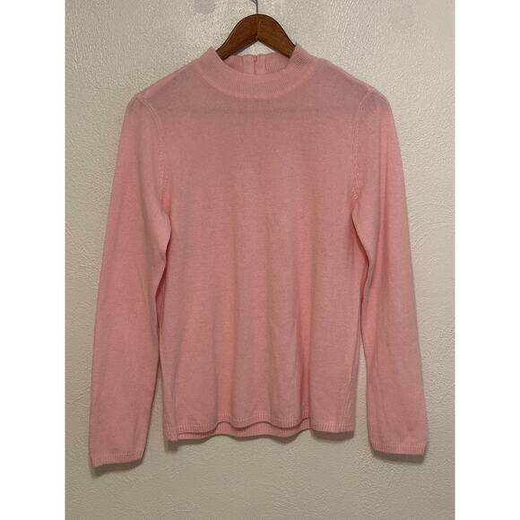 Kim Rogers Sweater PL Blush Pink Zip Back Mock Neck Cottagecore Coquette Girly - Picture 1 of 11